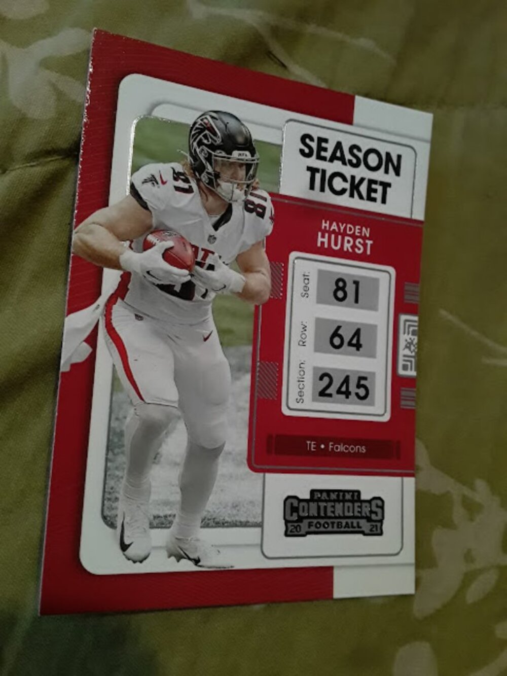 2021 Panini Contenders Season Ticket #6 Hayden Hurst Trading Card